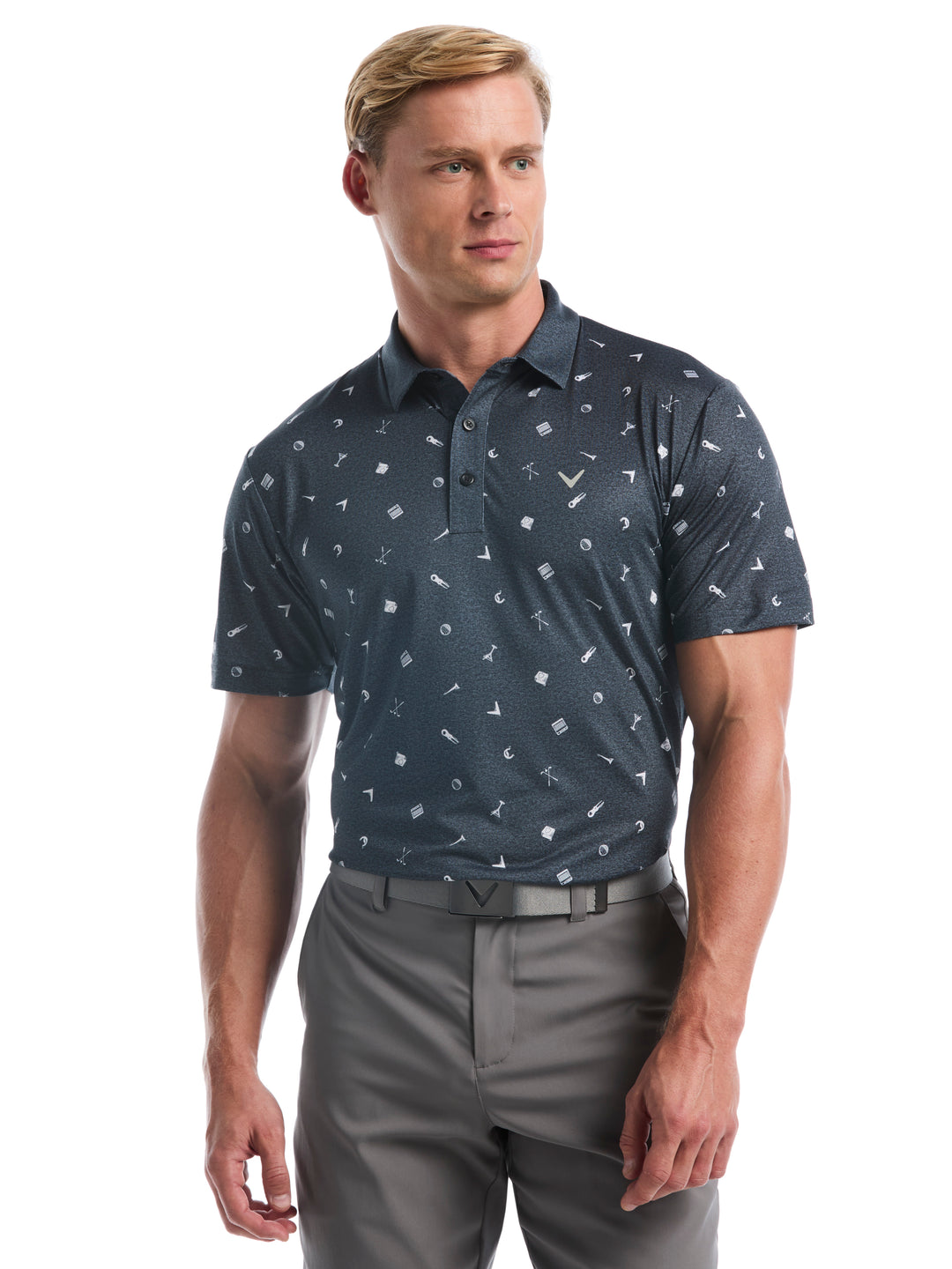 Clubhouse Essentials Print Golf Polo (Caviar) 