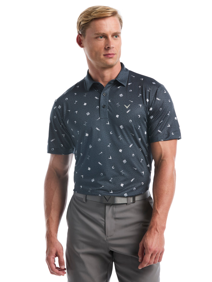 Clubhouse Essentials Print Golf Polo (Caviar) 