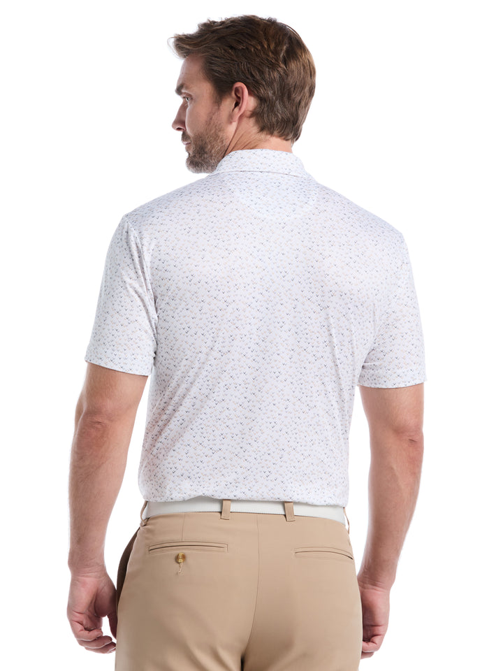 Men's Confetti Chevron All Over Polo (Latte/ Bright White) 