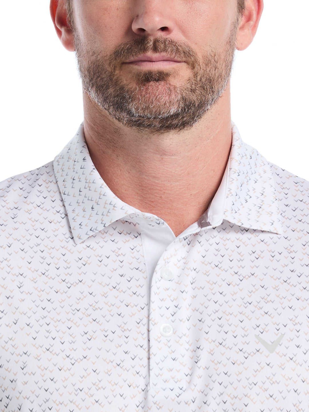 Men's Confetti Chevron All Over Polo (Latte/ Bright White) 