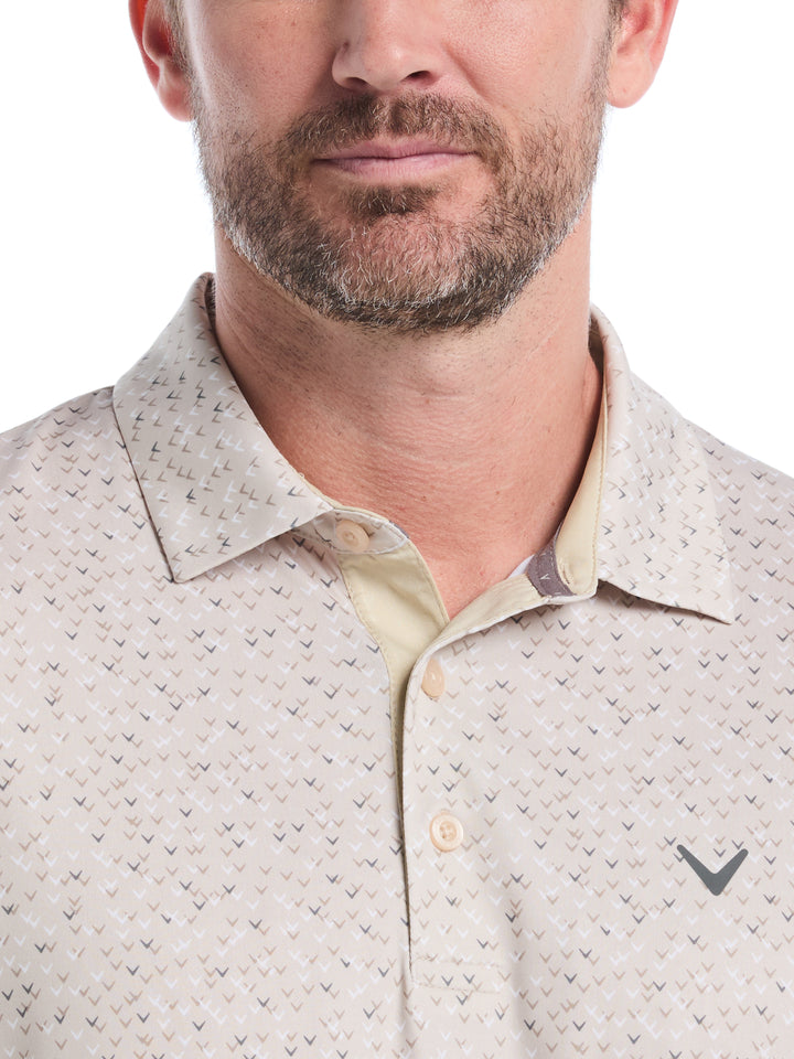 Men's Confetti Chevron All Over Polo (Latte) 
