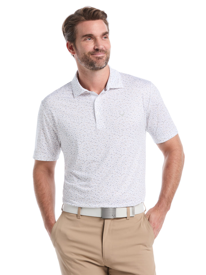 Men's Confetti Chevron All Over Polo (Latte/ Bright White) 