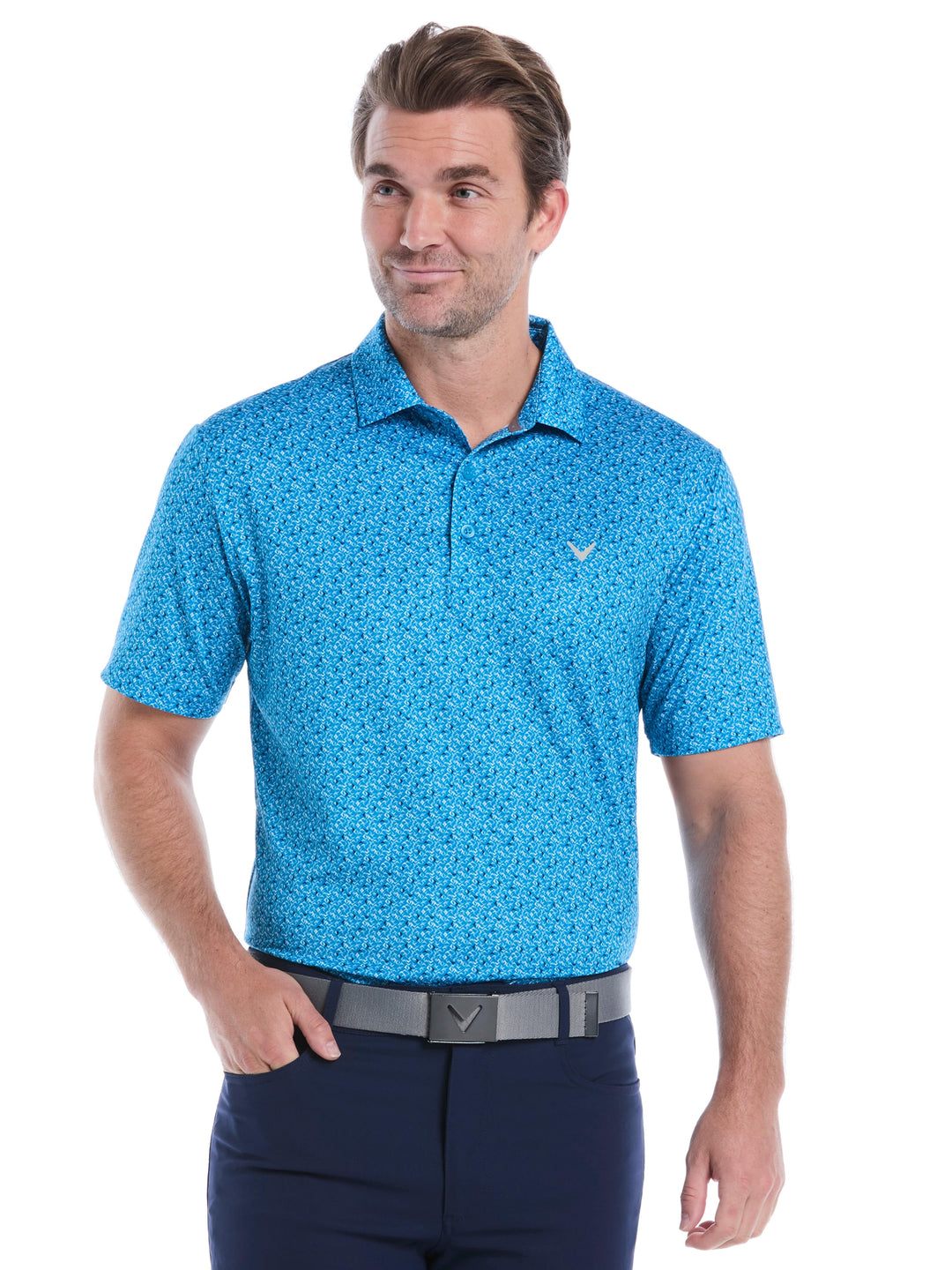 Mens Confetti Chevron All Over Polo-Polos-Methyl Blue-S-Callaway
