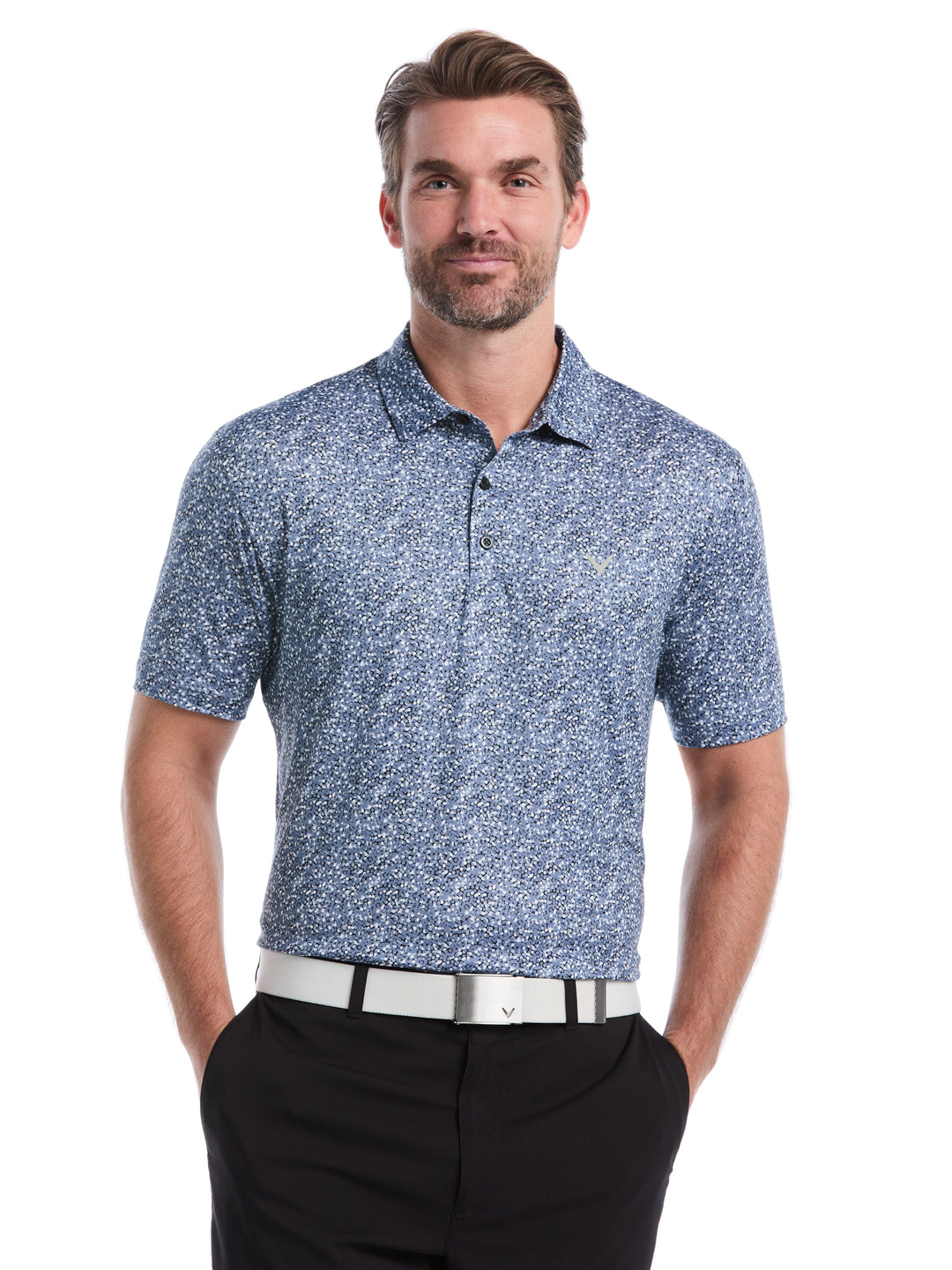 Confetti Hex Print Golf Polo (Caviar) 