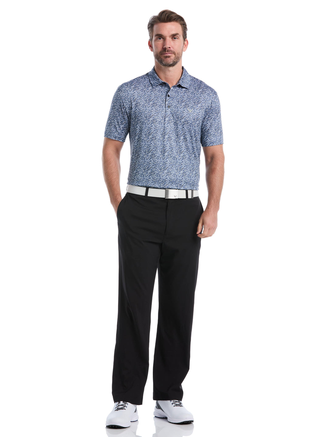 Confetti Hex Print Golf Polo (Caviar) 