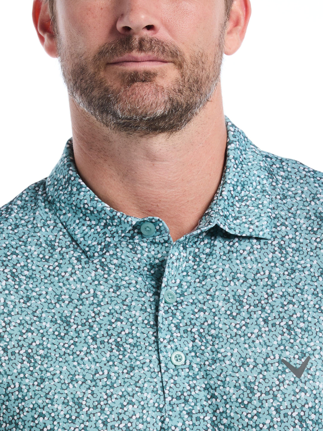 Confetti Hex Print Golf Polo (Aquifer) 