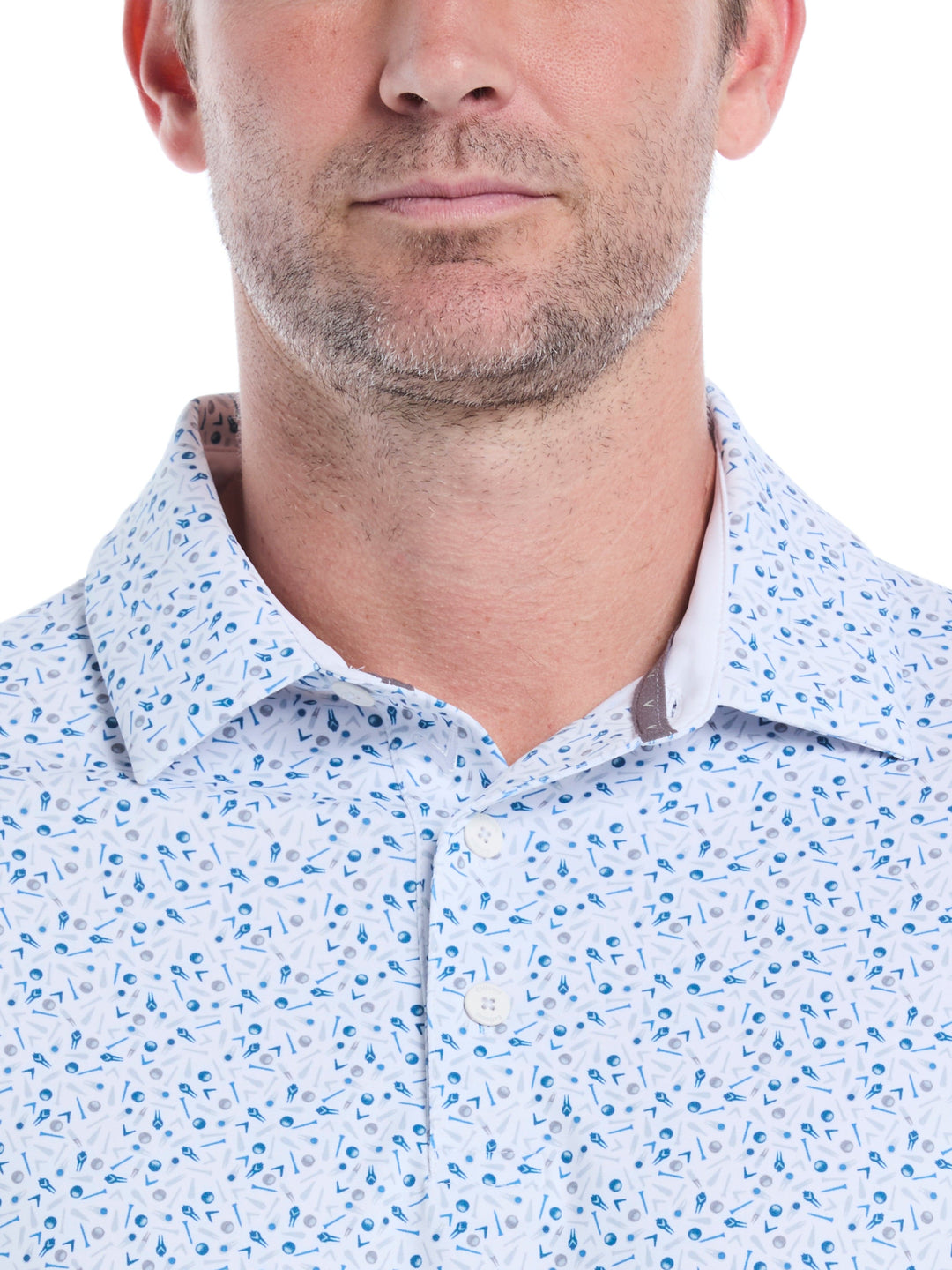 Confetti Print Golf Polo Shirt (Bright White) 