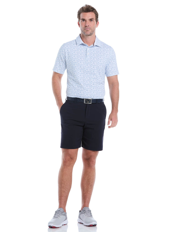 Confetti Print Golf Polo Shirt (Bright White) 