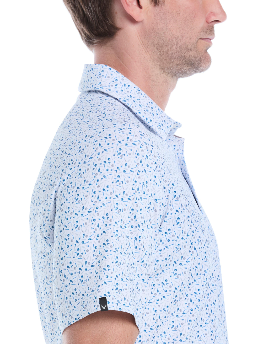 Confetti Print Golf Polo Shirt (Bright White) 