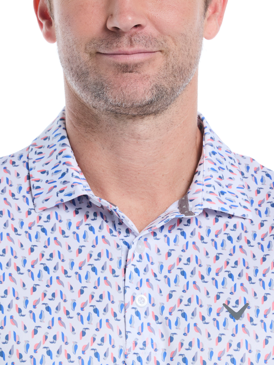 Mens All Over Birdie Print Polo (Bright Whit/Regatta) 