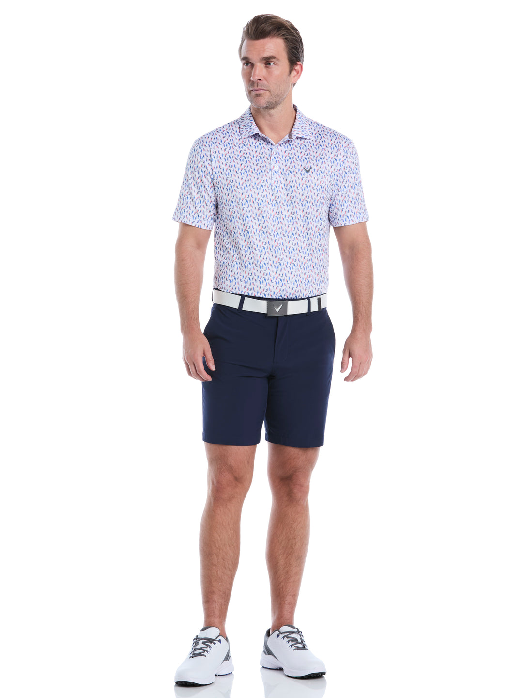 Mens All Over Birdie Print Polo (Bright Whit/Regatta) 