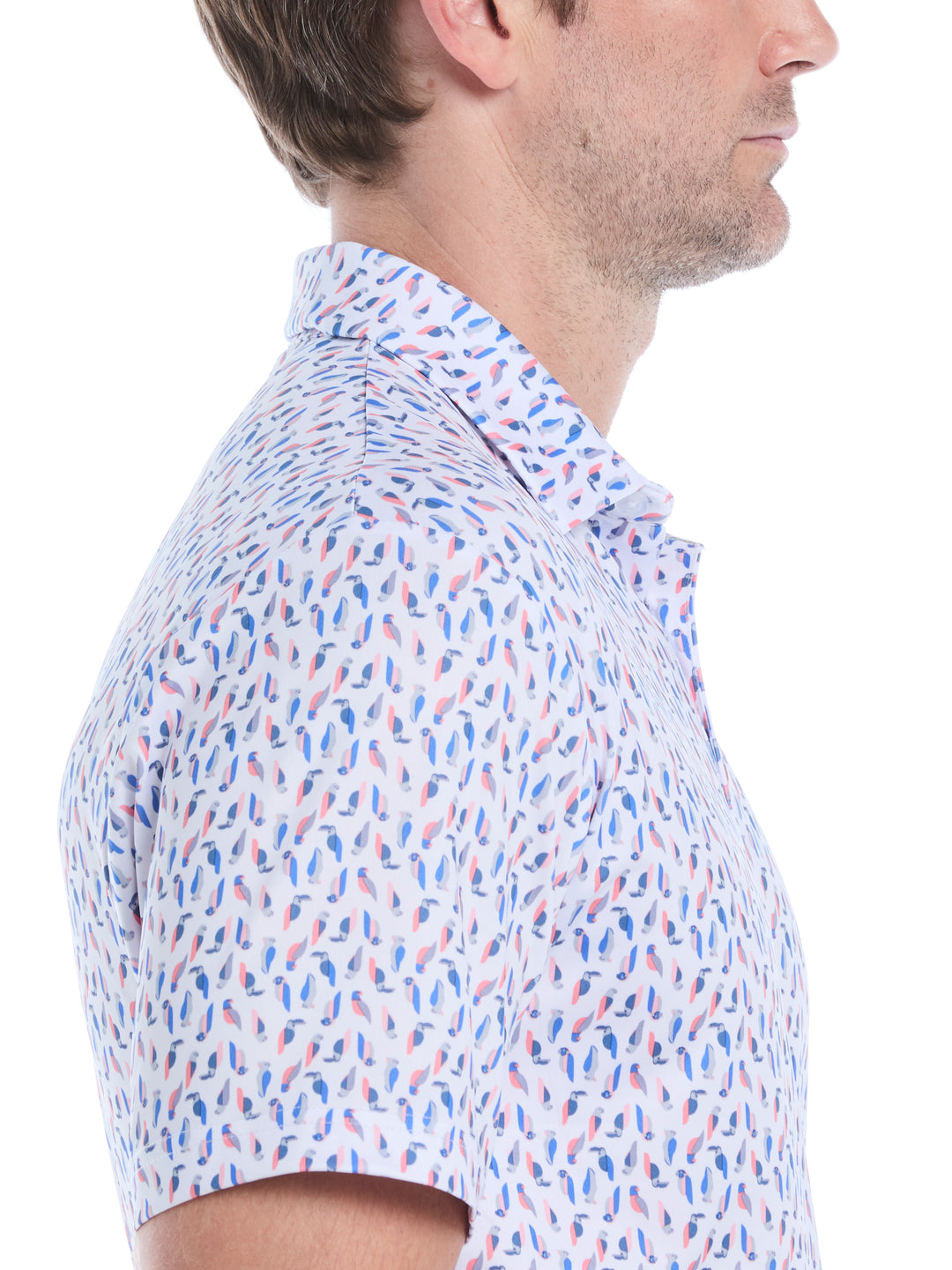 Mens All Over Birdie Print Polo (Bright Whit/Regatta) 