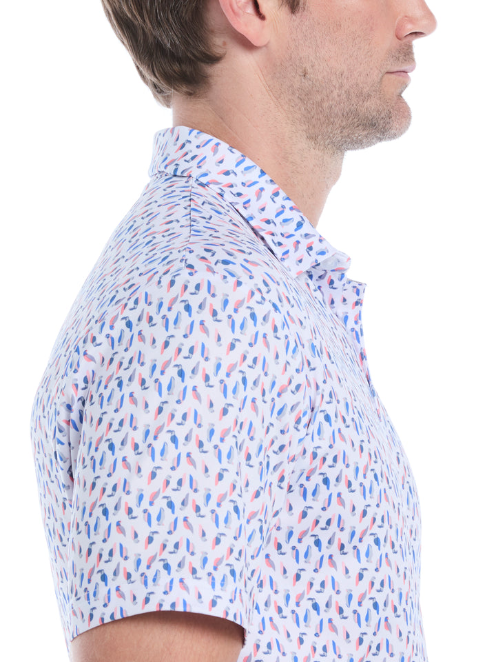 Mens All Over Birdie Print Polo (Bright Whit/Regatta) 