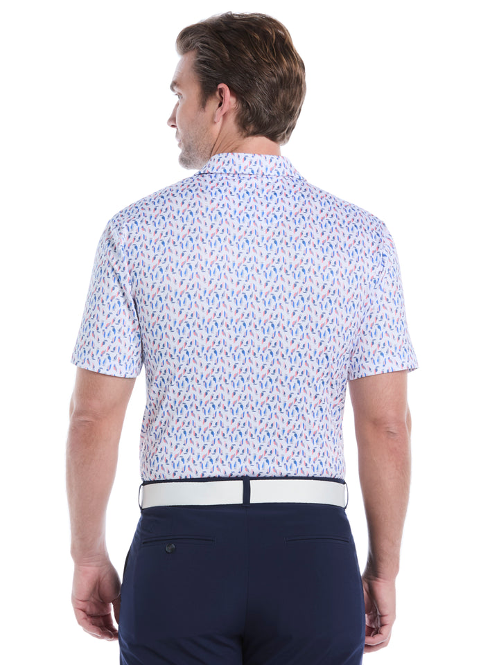 Mens All Over Birdie Print Polo (Bright Whit/Regatta) 