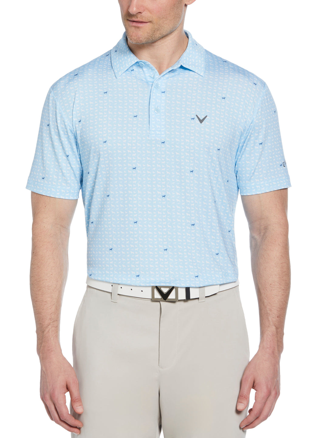 Mens Doggy Print Polo (Arctic  Paradise) 