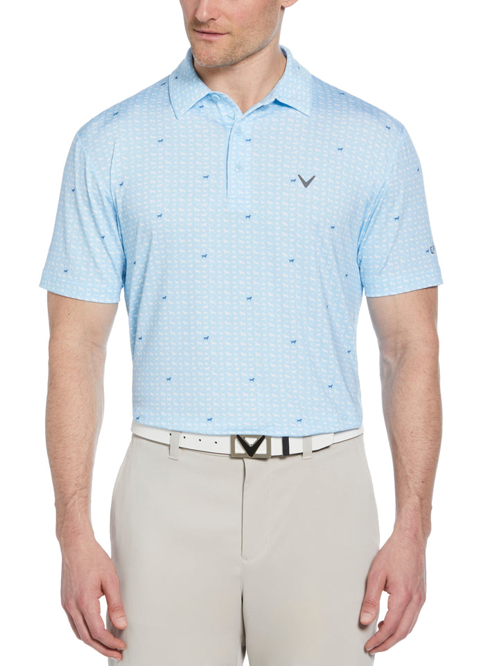 Mens Doggy Print Polo (Arctic  Paradise) 