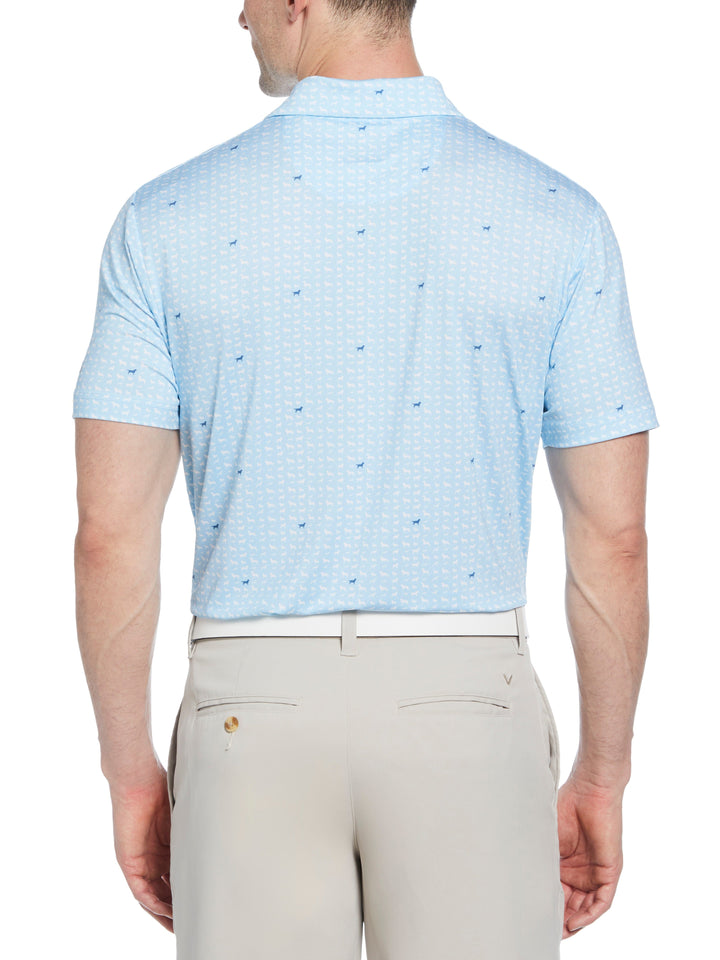 Mens Doggy Print Polo (Arctic  Paradise) 