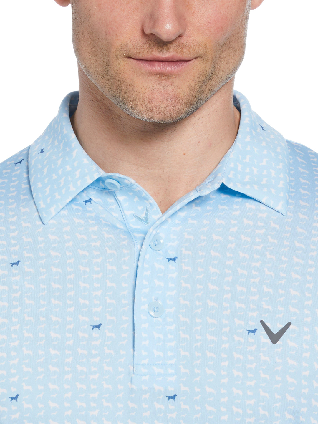 Mens Doggy Print Polo (Arctic  Paradise) 