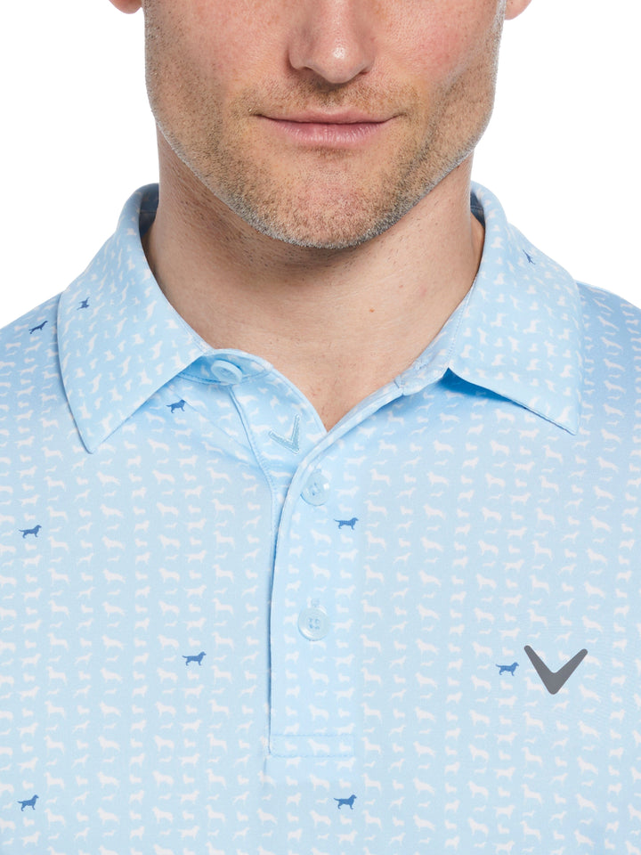 Mens Doggy Print Polo (Arctic  Paradise) 