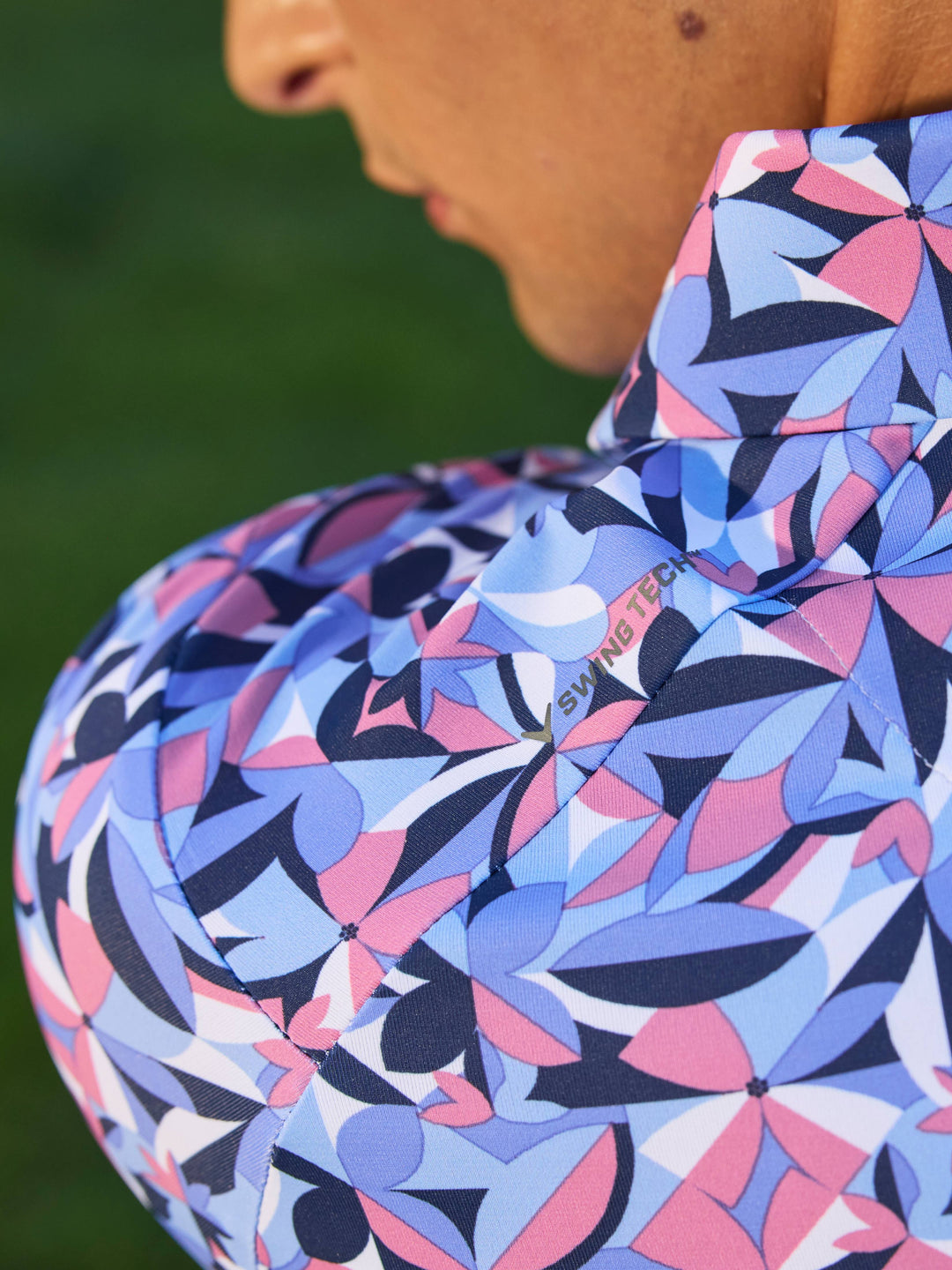 Mens Dogwood Floral Geo Print Polo-Polos-Callaway