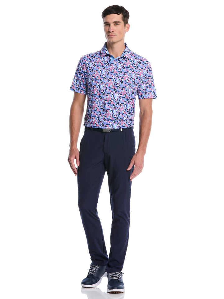 Dogwood Floral Geo Print Golf Polo (Vista Blue) 