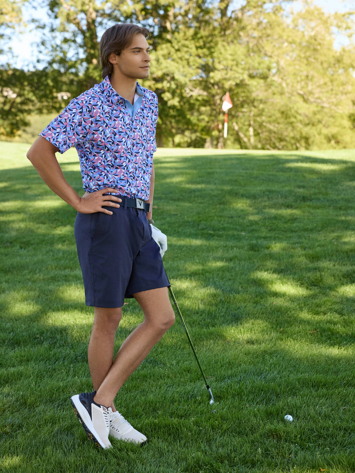 Mens Dogwood Floral Geo Print Polo-Polos-Callaway