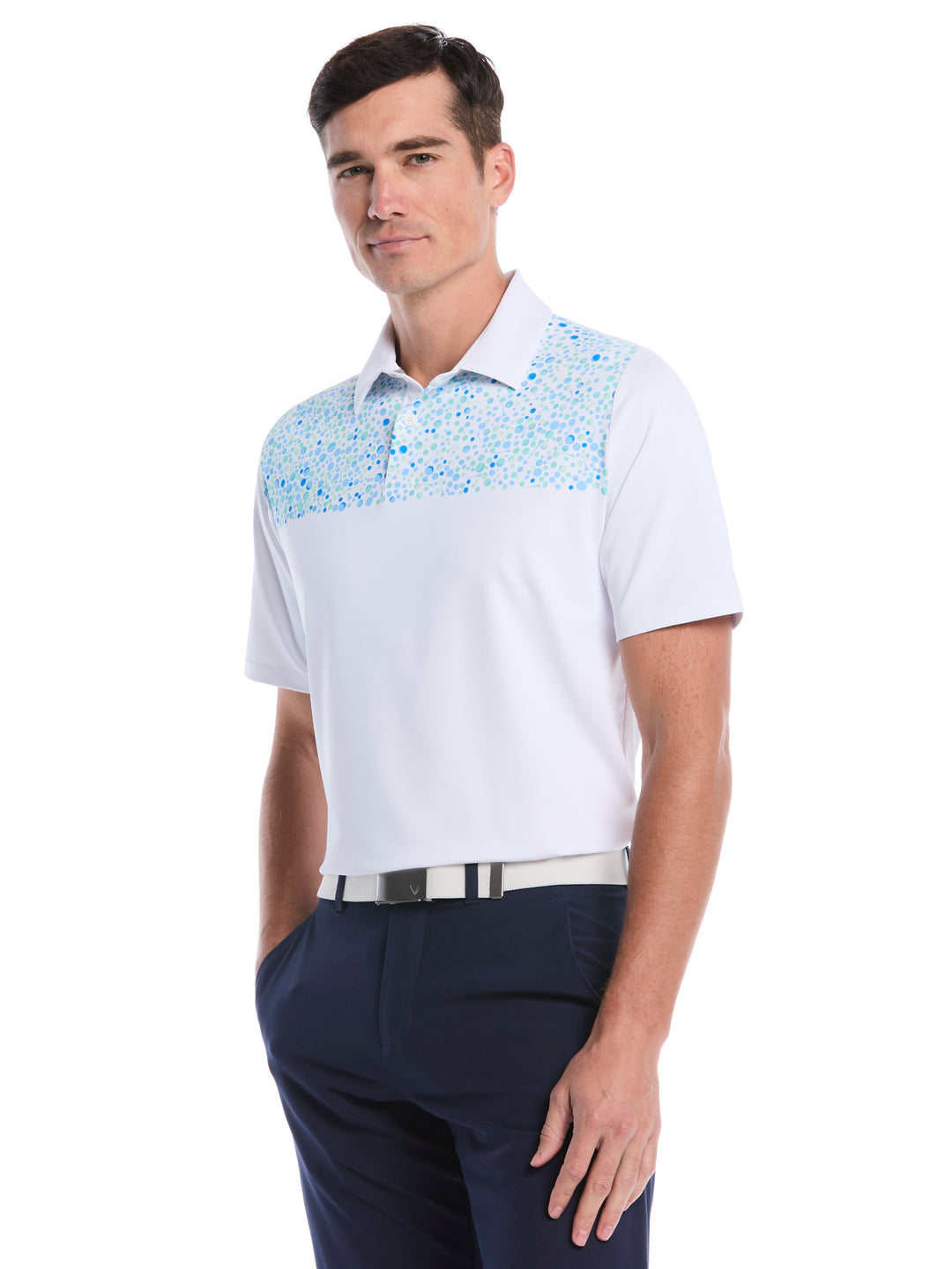 Driving Range Engineered Print Golf Polo (Bright White) 
