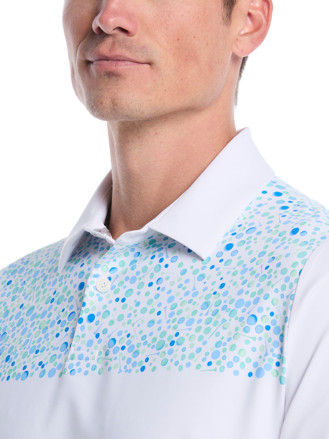 Driving Range Engineered Print Golf Polo (Bright White) 