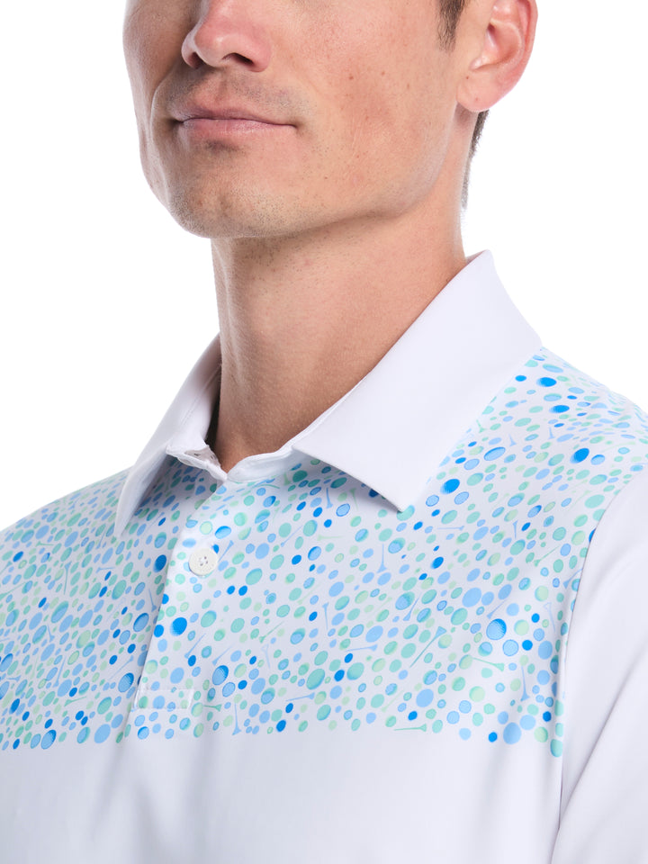 Driving Range Engineered Print Golf Polo (Bright White) 