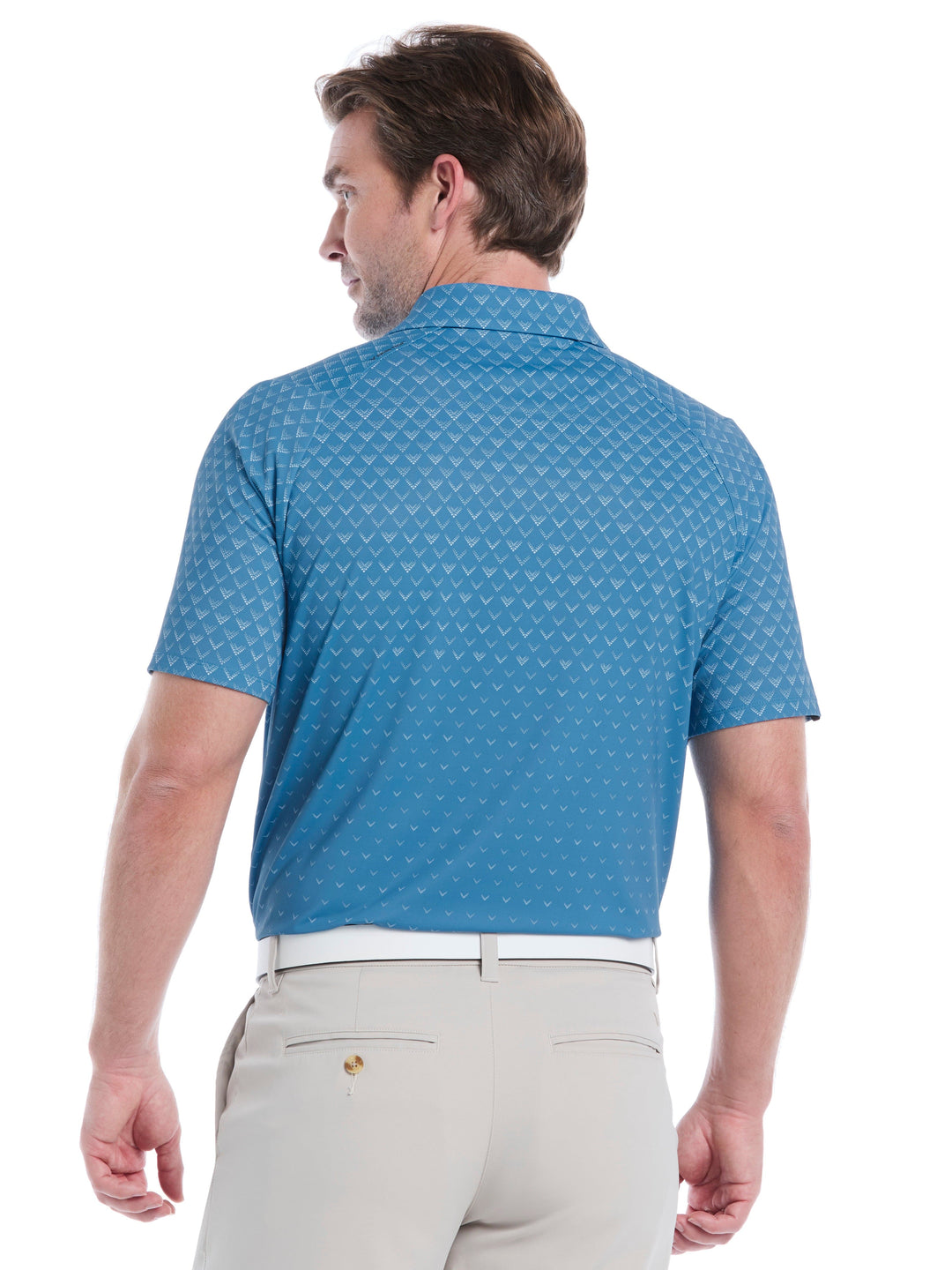 Engineered Chevron Ombre Print Golf Polo Shirt (Cendre Blue) 