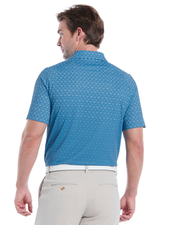 Engineered Chevron Ombre Print Golf Polo Shirt (Cendre Blue) 