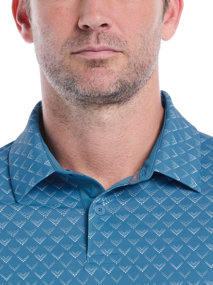 Engineered Chevron Ombre Print Golf Polo Shirt (Cendre Blue) 