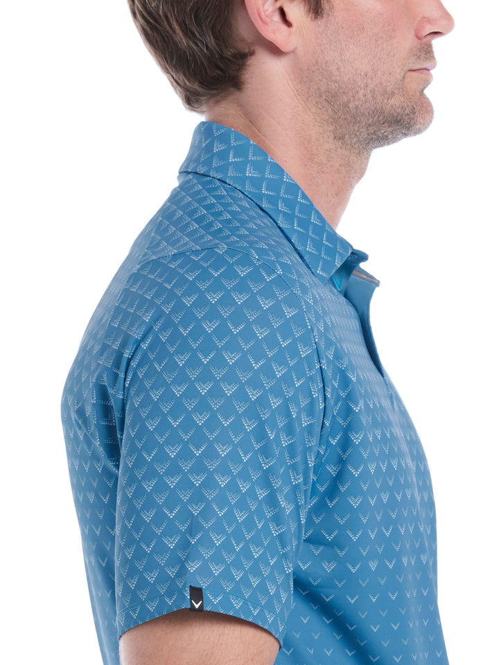 Engineered Chevron Ombre Print Golf Polo Shirt (Cendre Blue) 