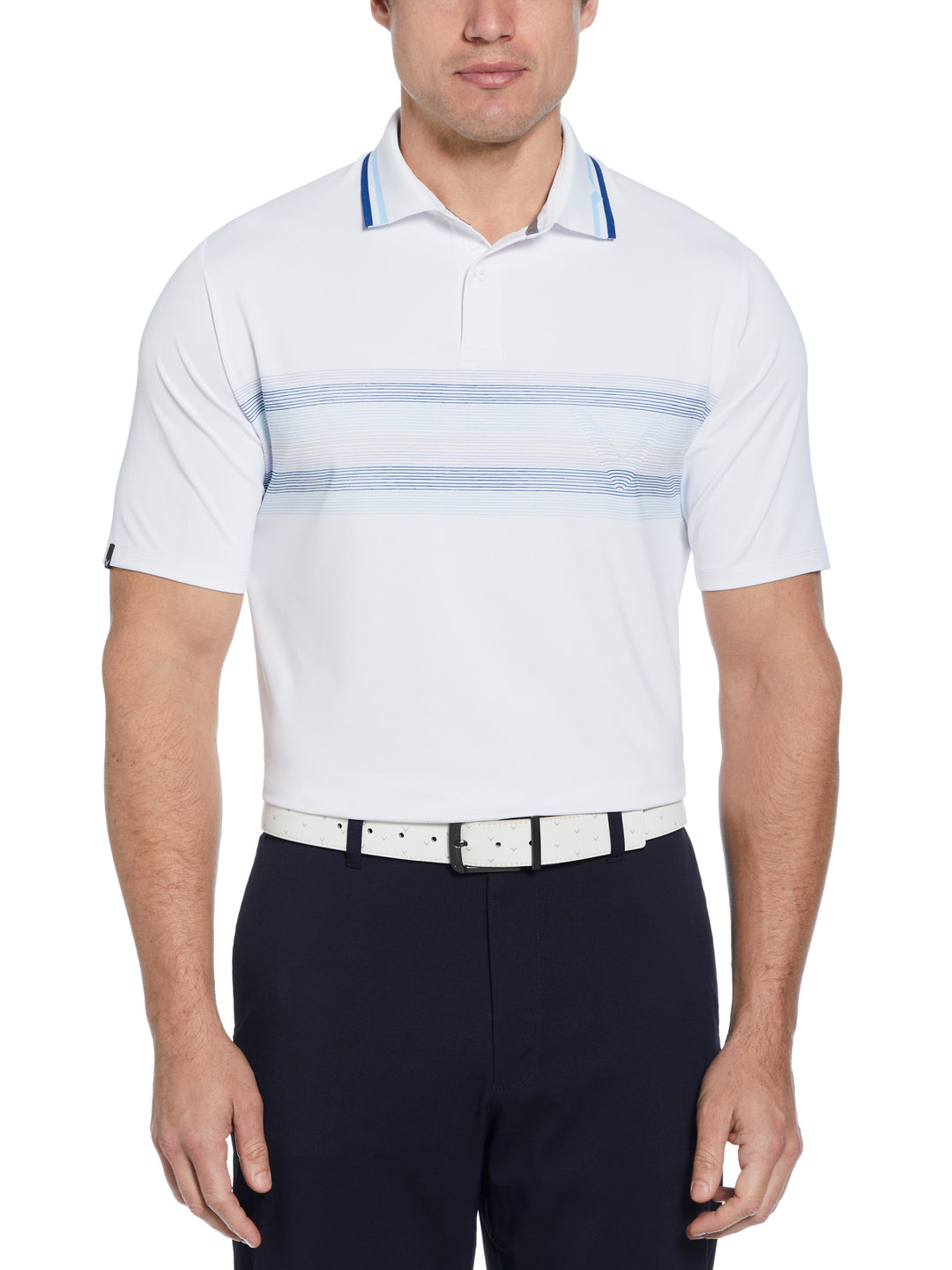 Mens Roadmap Chevron Print Polo (Bright White) 