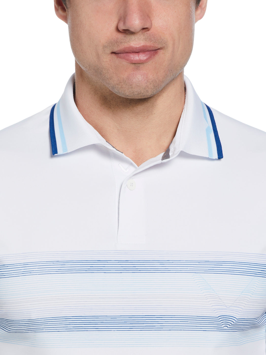 Mens Roadmap Chevron Print Polo (Bright White) 