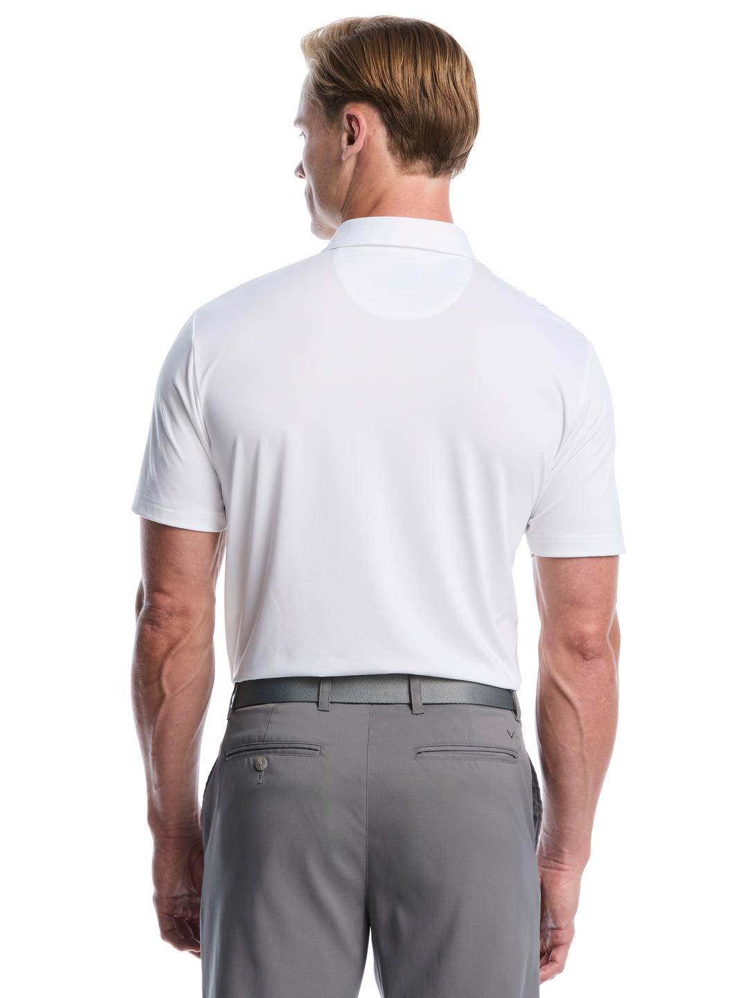Men's Gradient Chevron Print Golf Polo (Bright White) 