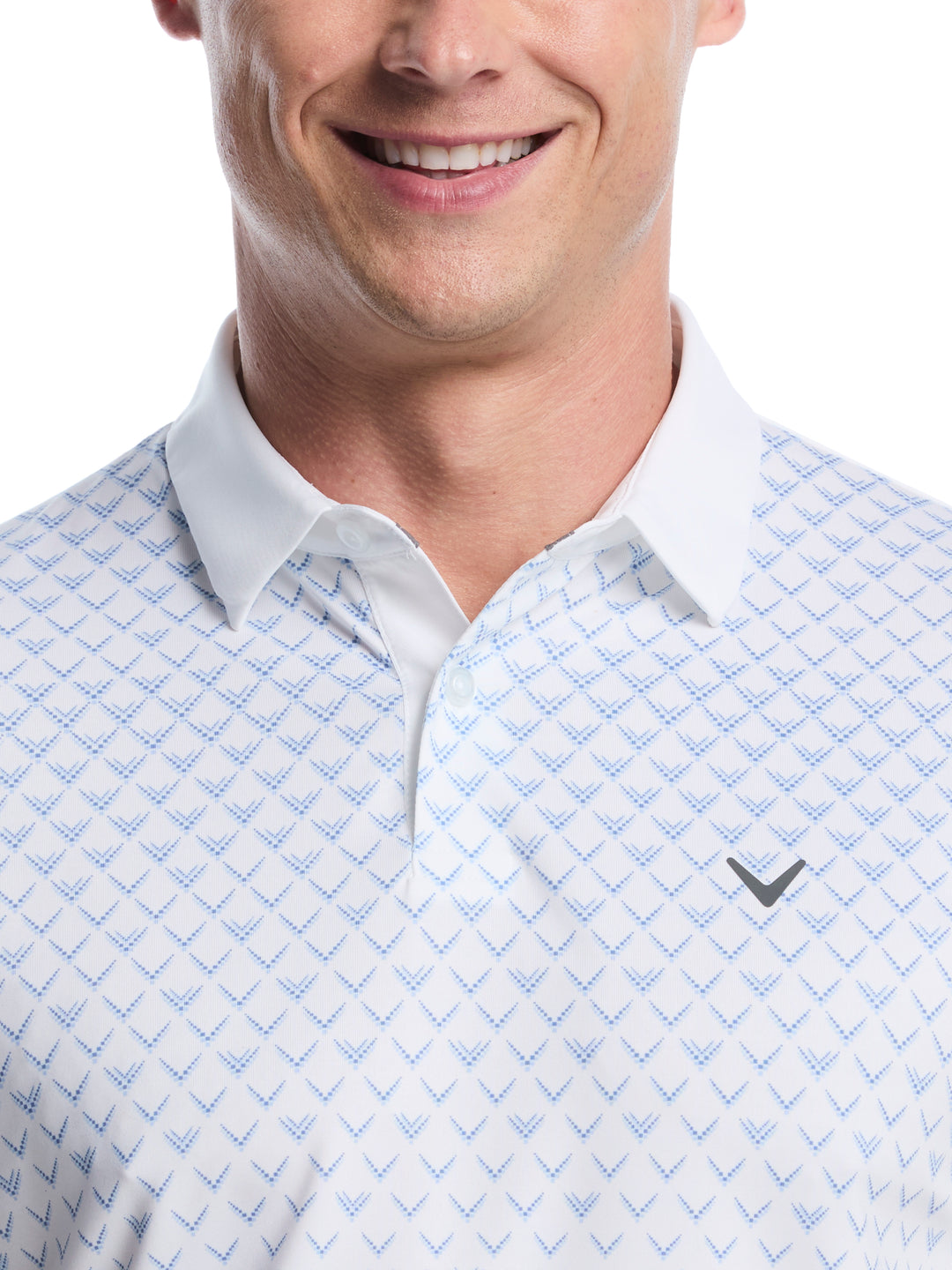 Men's Gradient Chevron Print Golf Polo (Bright White) 