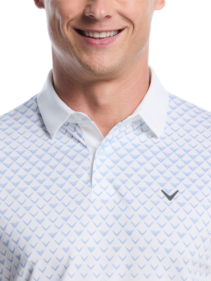 Men's Gradient Chevron Print Golf Polo (Bright White) 