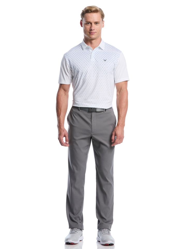 Men's Gradient Chevron Print Golf Polo (Bright White) 
