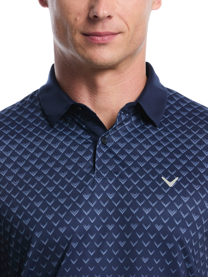 Men's Gradient Chevron Print Golf Polo (Peacoat) 