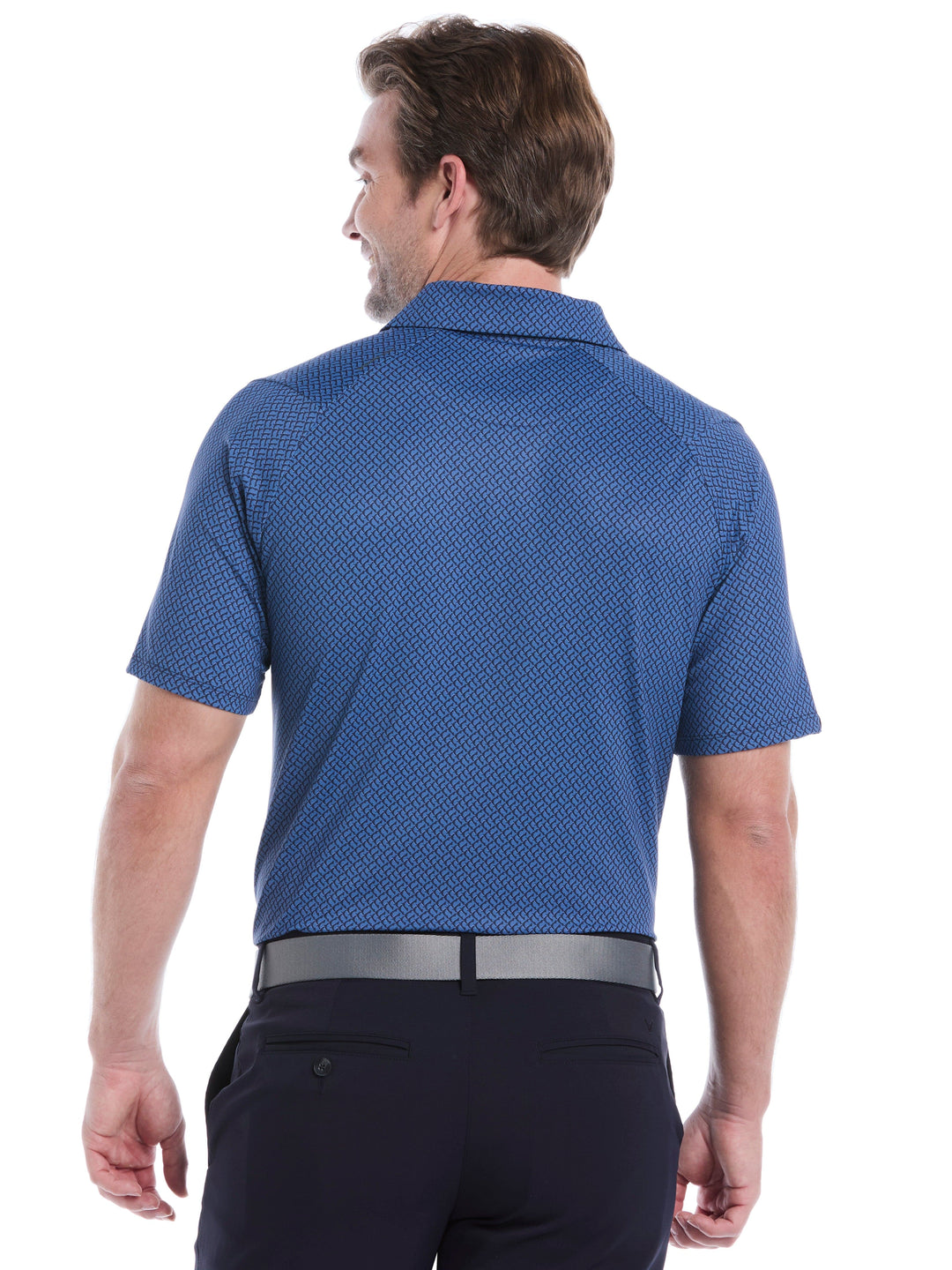 Engineered Triple Track Geo Print Golf Polo Shirt (Peacoat) 
