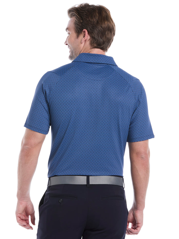 Engineered Triple Track Geo Print Golf Polo Shirt (Peacoat) 