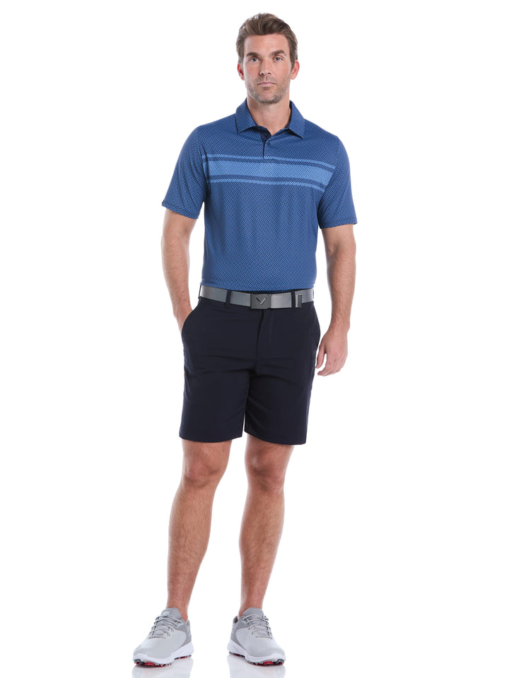 Engineered Triple Track Geo Print Golf Polo Shirt (Peacoat) 