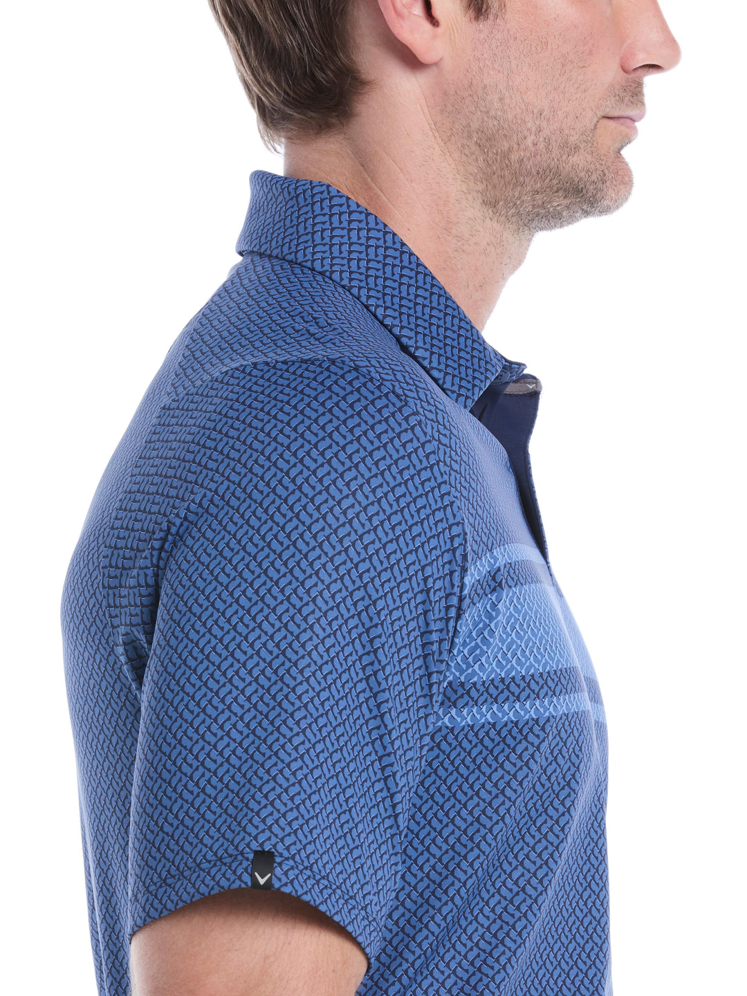 Engineered Triple Track Geo Print Golf Polo Shirt (Peacoat) 