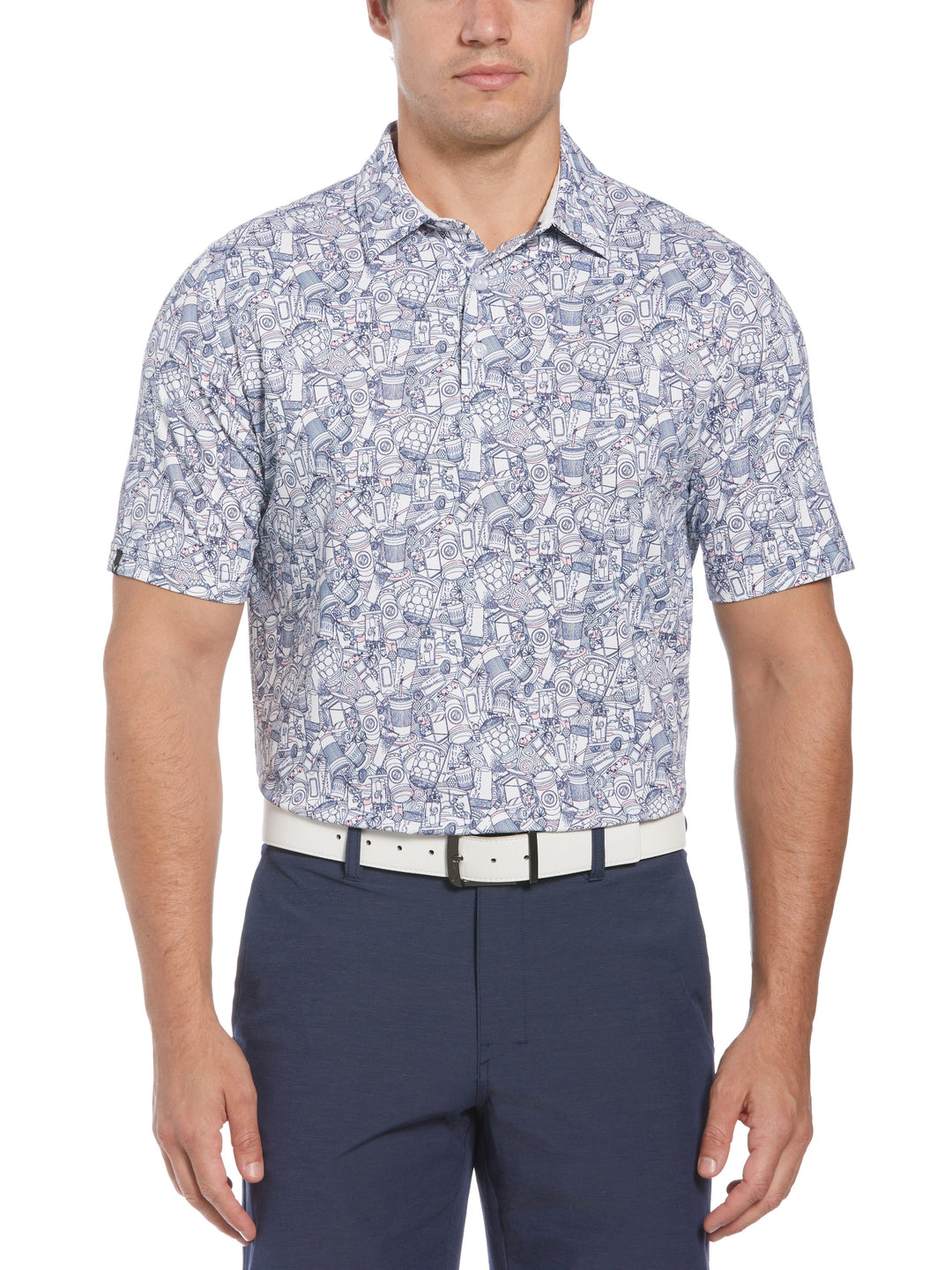 Essential Drink Print Golf Polo (Bright White) 