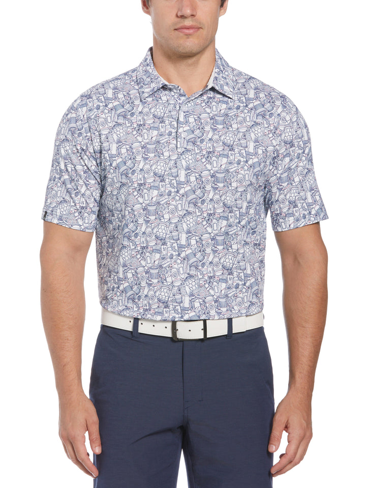 Essential Drink Print Golf Polo (Bright White) 