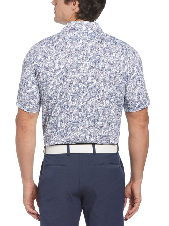 Essential Drink Print Golf Polo (Bright White) 