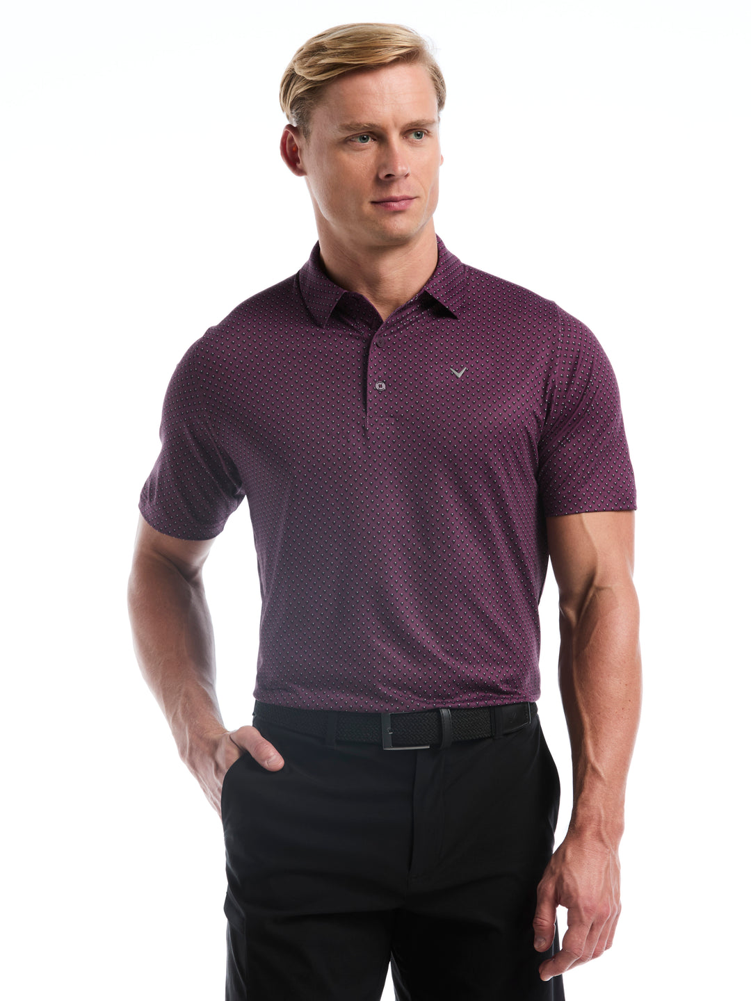 Trademark Golf Print Golf Polo (Italian Plum) 