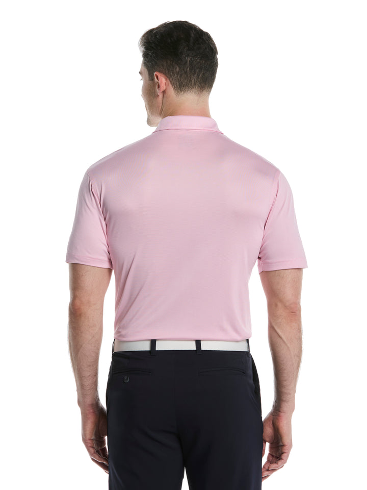 Fine Line Stripe Golf Polo Shirt (Sea Pink) 