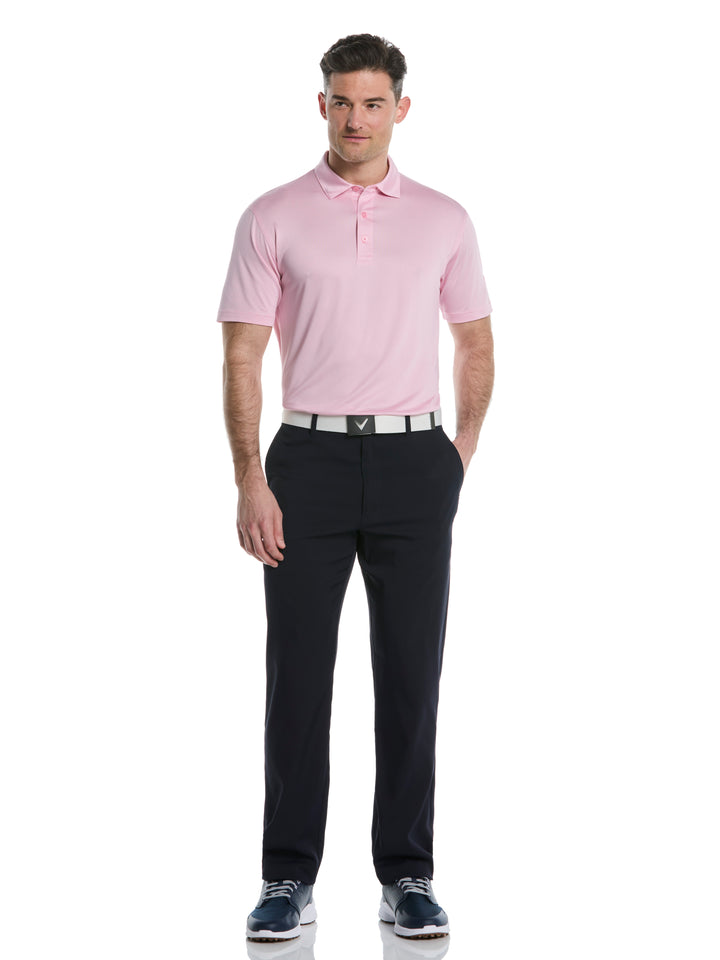 Fine Line Stripe Golf Polo Shirt (Sea Pink) 